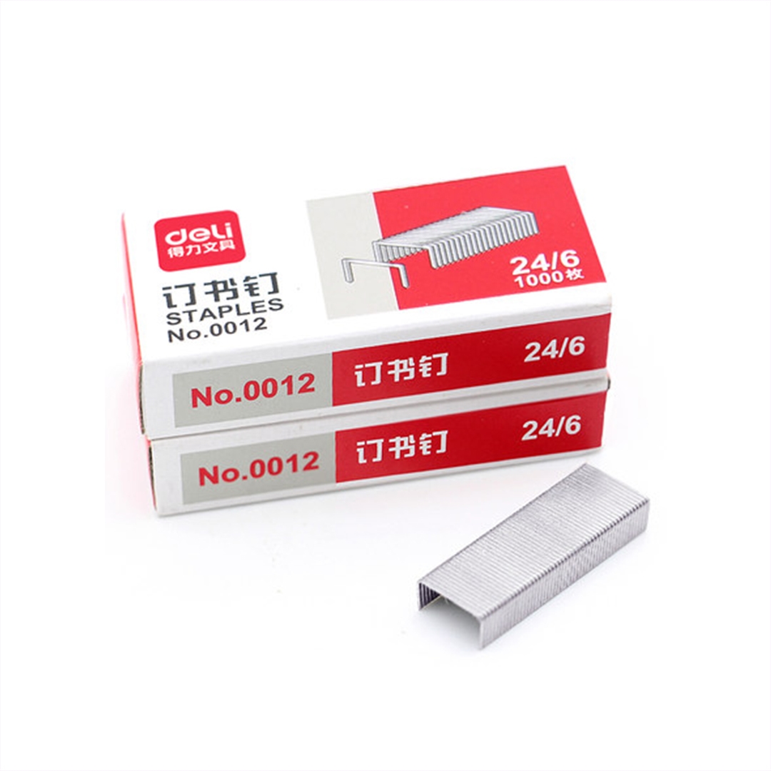 得力0012订书钉/订书针1000枚,中国得力,订,丁,24/6(1000枚/盒 )-牙e
