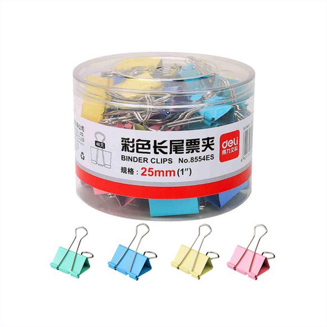 得力 彩色长尾票夹